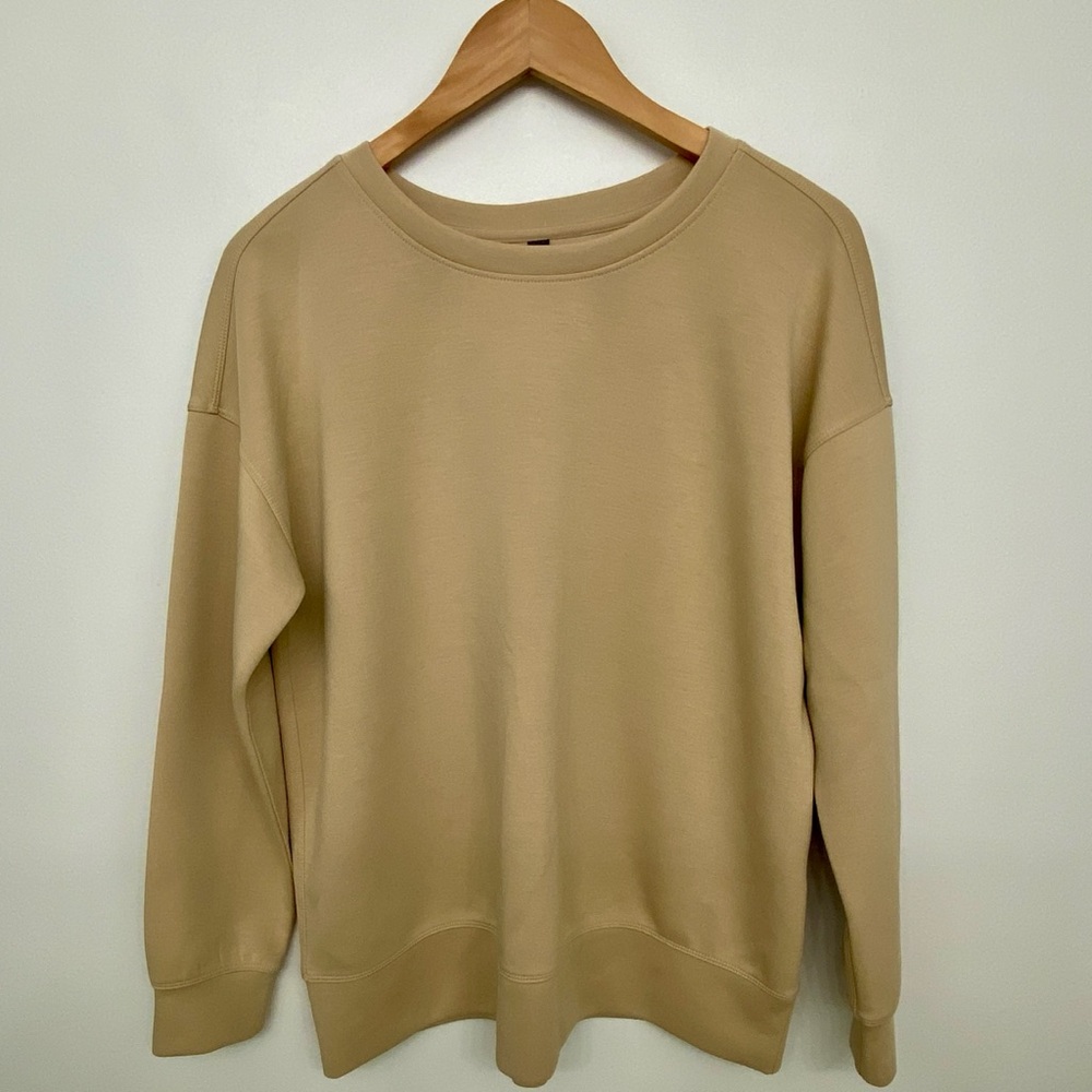 Mondetta Relaxed Crewneck Sweatshirt Tan Minimal Athleisure Women’s L
